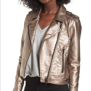 Metallic Faux Leather Moto Jacket